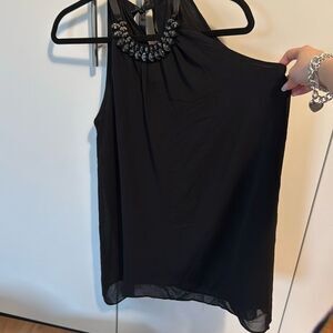 MAX STUDIO Halter Neck Trapeze Dress Medium   Crystal like neckline with jewels